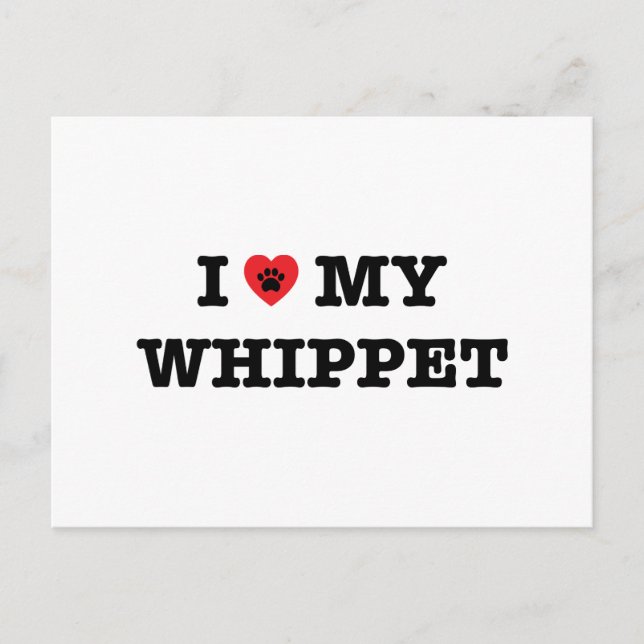 Je Coeur Ma Carte Postale Whippet (Devant)