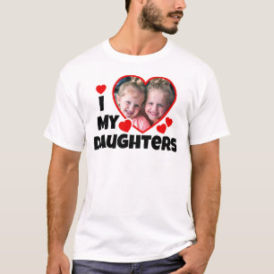 Je Coeur Mes Filles Photo Personnalisée T-Shirt