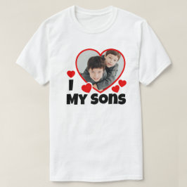 Je Coeur Mes Fils Photo personnalisée T-shirt