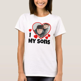 Je Coeur Mes Fils Photo personnalisée T-shirt
