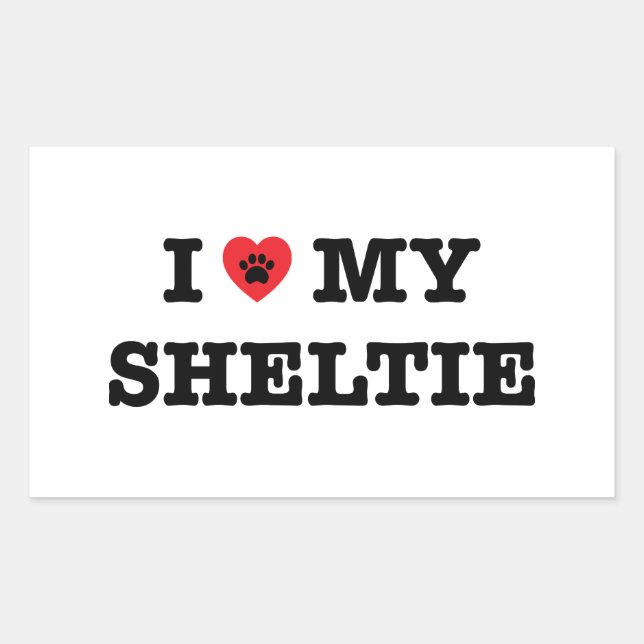 Je Coeur Mon Sticker Sheltie (Devant)