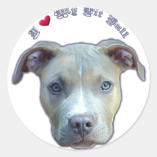 Je Coeur Mon Sticker Taureau Pit (Devant)