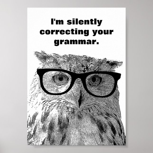 Je corrige en silence votre poster de hibou gramma (Devant)