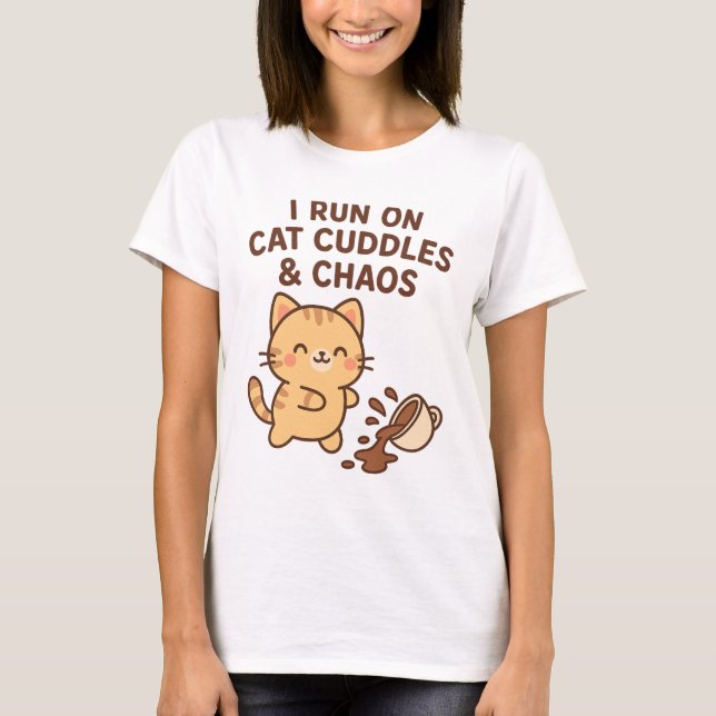 Je cours sur les boudins de chat et le T-shirt Cha (Devant)