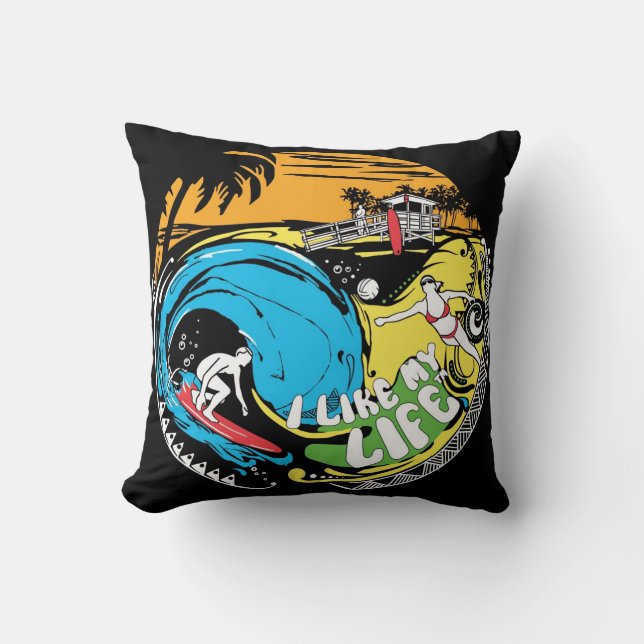 "Je coussin de plage aime MA vie" (Recto)