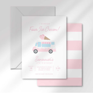 Je crie QUATRE Invitation d'anniversaire pour glac