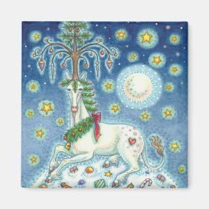 JE CROIS À LA MAGNET CARRÉ DE L'UNICORNE DE NOËL