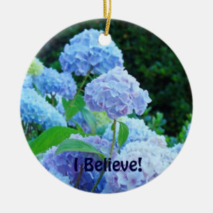 Je crois ! Ornement de Noël Hydrangeas Bleus