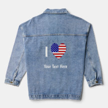 Je (Drapeau USA Cœur) Votre Texte Blanc