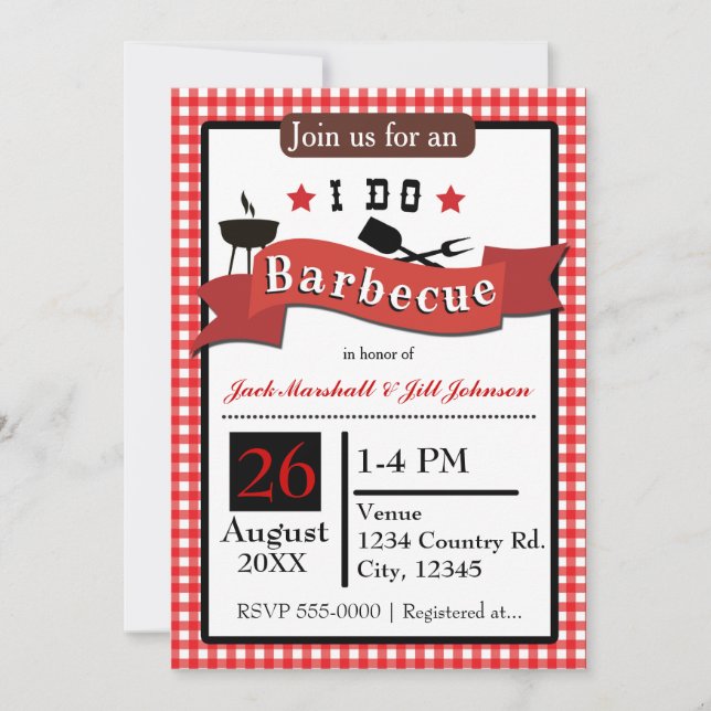 Je fais Barbecue BBQ Couples Faire-part de mariage (Devant)