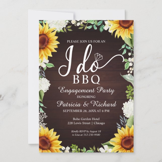 Je fais BBQ Rustic Engagement Party Invitation (Devant)