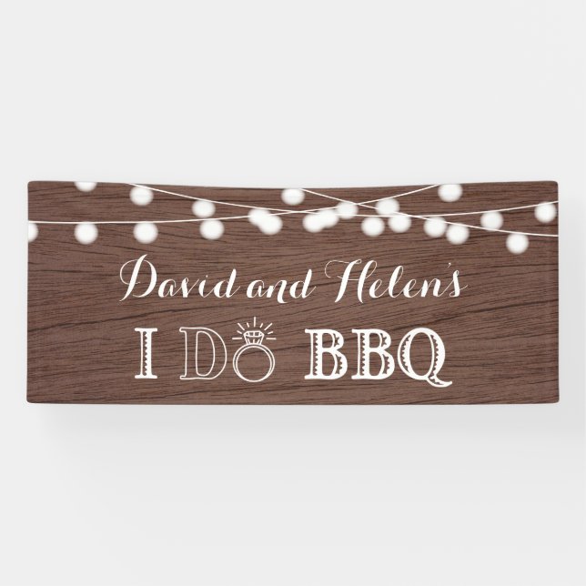 Je fais BBQ Rustic Wood Mariage Bannière d'engagem (Horizontal)