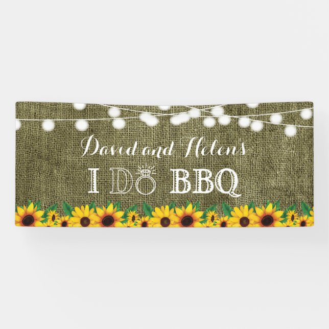 Je fais BBQ Sunflower Burlap Mariage Bannière d'en (Horizontal)