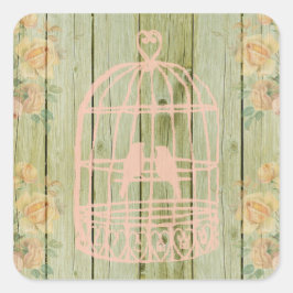 Je fais Rustic Bois Birdcage Stickers Mariage Flor