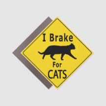 Je freine pour les chats - Panneau routier jaune