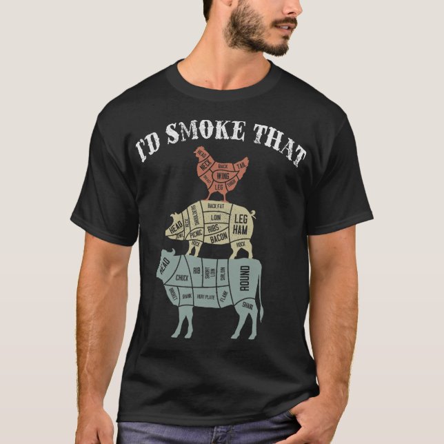 Je fumerais ce drôle de t-shirt barbecue grillant (Devant)