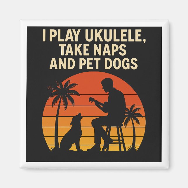 Je joue du ukulele - aimant (Devant)