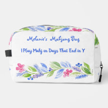 Je Joue Mahjong Fleur Aquarelle Tuile Dés Sac Zip