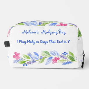 Je Joue Mahjong Fleur Aquarelle Tuile Dés Sac Zip
