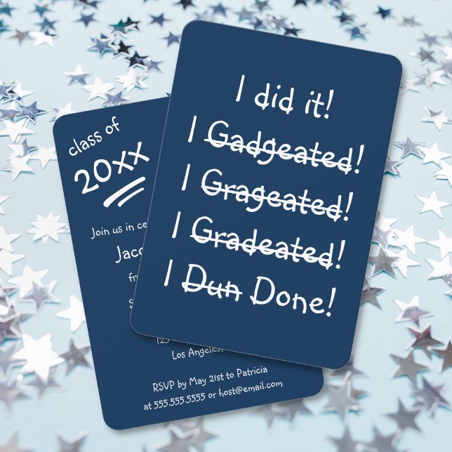 Je l'ai fait Funny Graduation Party Invitation Car (I did it Funny Graduation Party Invitation Card)