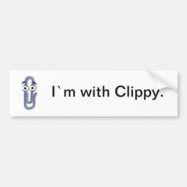 "Je ` m autocollant avec de Clippy" voiture (Devant)