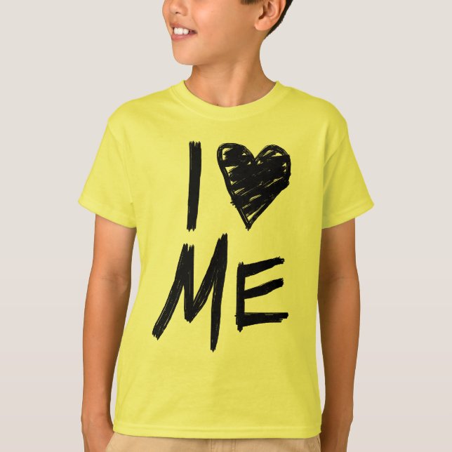 Je m'aime, T-shirt visuel jaune de filles (Devant)