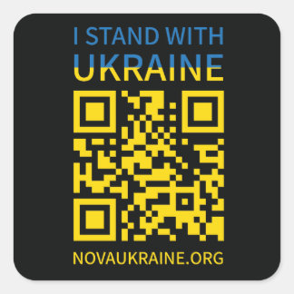 Je me tiens avec des autocollants ukrainiens