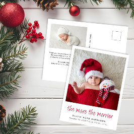 Je mehr das glühende Weihnachtsgeburt zum Foto wir Ankündigungspostkarte