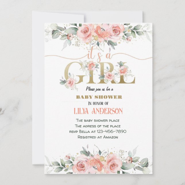 Je n'ai pas une invitation de Baby shower à fleurs (Devant)