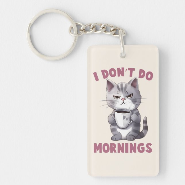 Je ne fais pas le matin - Chat gris avec café (Devant)