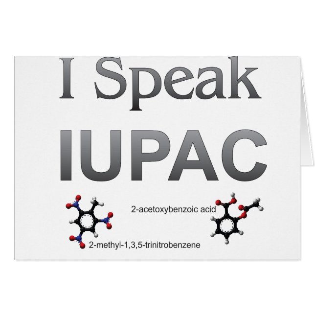 Je parle la nomenclature de chimie d'IUPAC (Devant horizontal)