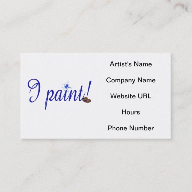 Je peins des cartes de visite de palette Artiste (Devant)