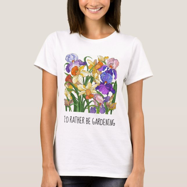 Je préfère jardiner ; joli T-shirt fleuri (Devant)