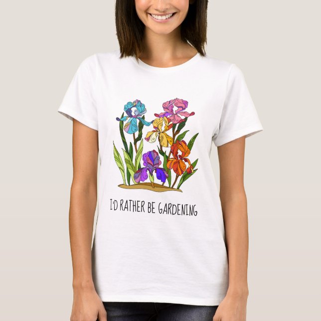 Je préfère jardiner ; jolie T-shirt fleuri (Devant)