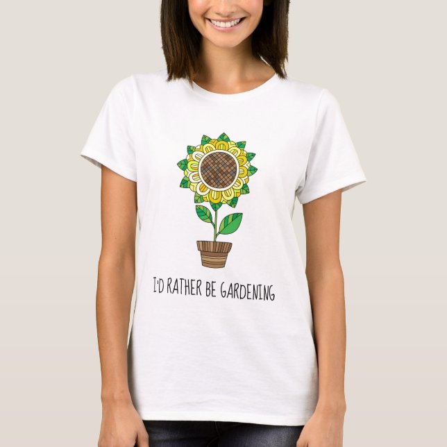 Je préfère jardiner ; jolie T-shirt fleuri (Devant)