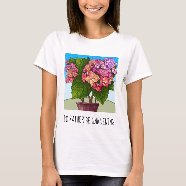 Je préfère jardiner ; jolie T-shirt fleuri (Devant)