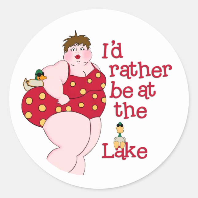 Je Préférerais Être Au Lac ! Sticker rond classiqu (Devant)