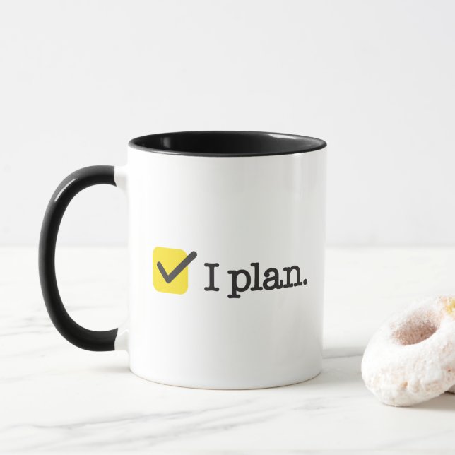 "Je prévois. Dieu rit." Mug de récupération drôle (Avec donut)