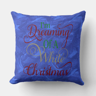 Je rêve blanc Noël Chine Coussin bleu