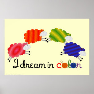 Je Rêve En Moutons De Couleur Poster