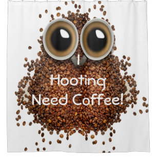 "Je rideau en douche de café de hibou de café