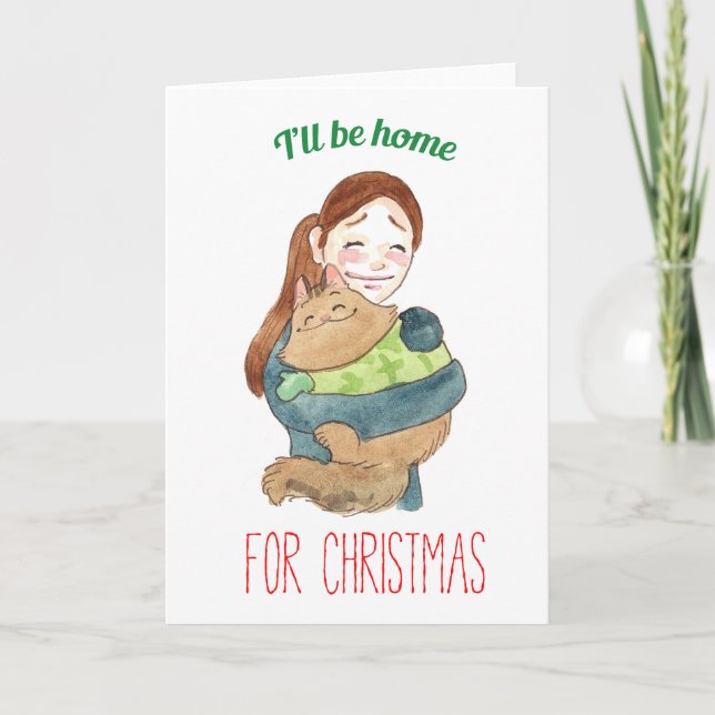 Je serai à la maison pour la carte de Noël (Devant)