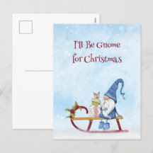 Je serai Gnome pour la carte postale Noël Punny Ho