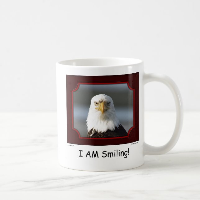 "JE souris !" Tasse d'Eagle chauve (Droite)