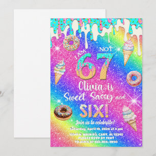Je suis 6 pas 7 fille invitation d'anniversaire 6