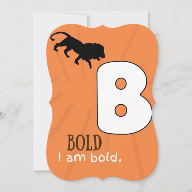 JE SUIS ALPHABET B CARTE D'AFFIRMATION POUR ENFANT (Devant)