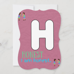 JE SUIS ALPHABET H CARTE D'AFFIRMATION POUR ENFANT