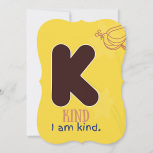 JE SUIS ALPHABET K CARTE D'AFFIRMATION POUR ENFANT