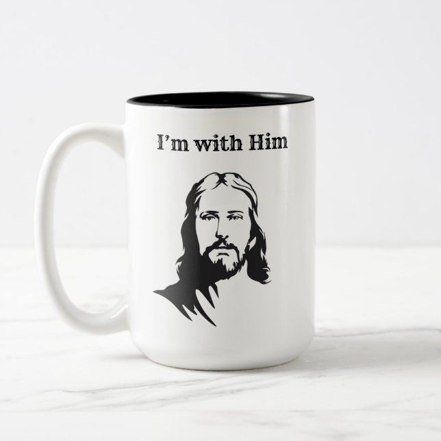 Je suis avec lui (Jésus) Mug à café à deux tons (Gauche)