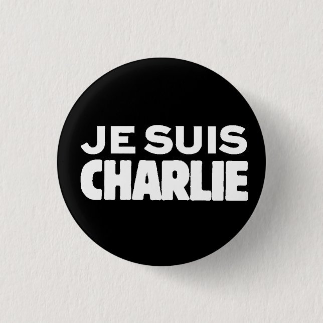 Je Suis Charlie-ICh morgens Charlie-Weiß auf Button (Vorderseite)